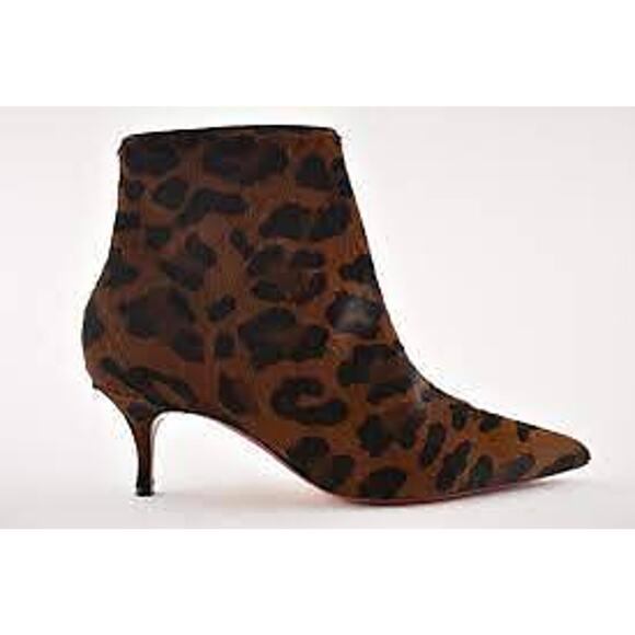 Christian Louboutin So Kate Booty 55 Black Leopard Pony Short Ankle Bootie 36.5 - Picture 1 of 9